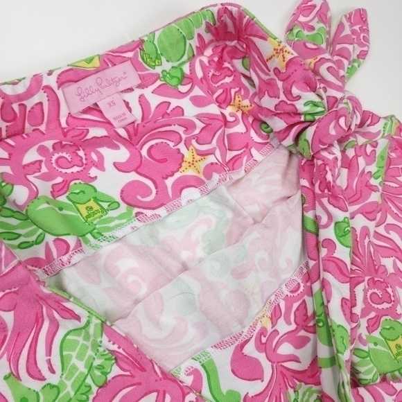 Lilly Pulitzer Pink Green Crabby Octopus Vicose Blend Stretchy Skirt Sz … - Picture 5 of 14